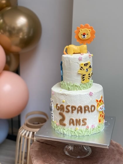 Sweet table gâteau d'anniversaire enfant savane